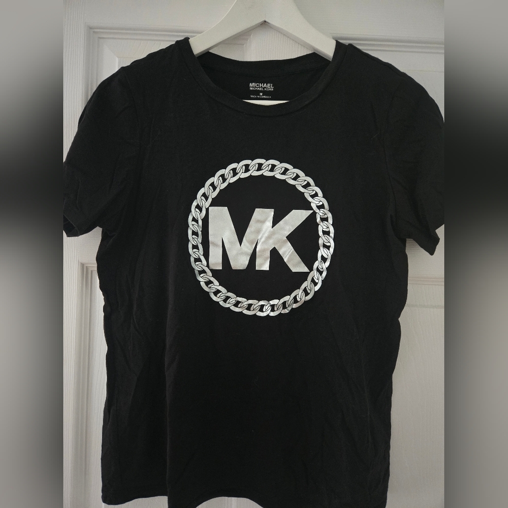Michael Kors Black Tee with Silver Logo
